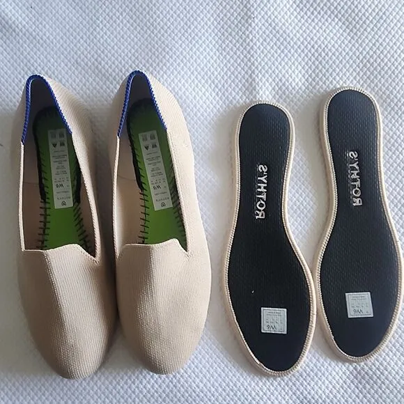 Rothy's Cream Flats with Textured Fabric and Rounded Toe