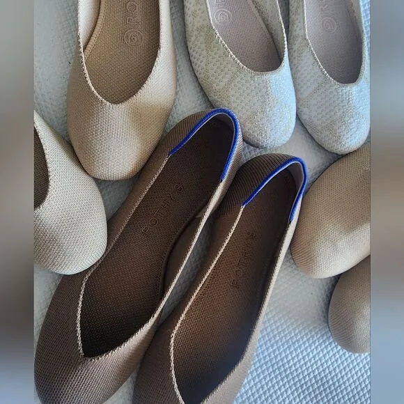 Rothy's Cream Flats with Textured Fabric and Rounded Toe
