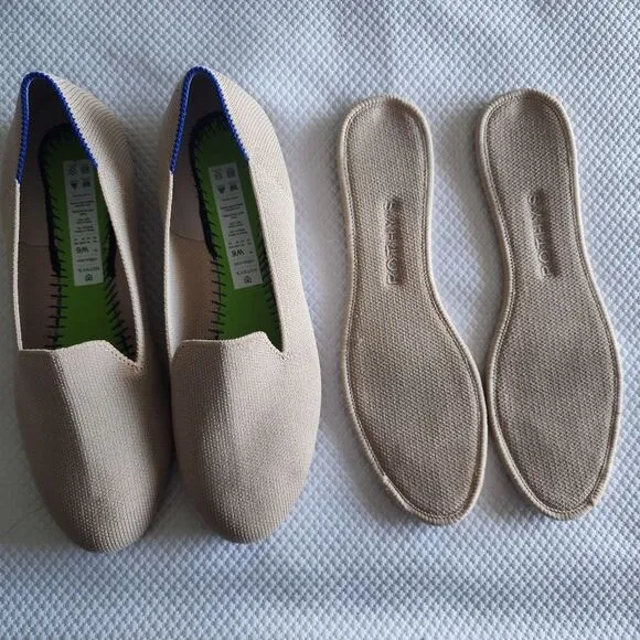 Rothy's Cream Flats with Textured Fabric and Rounded Toe