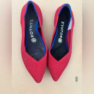 Rothy's Red Textile The Point Ballet Flats pointy toe loafers slip in shoes