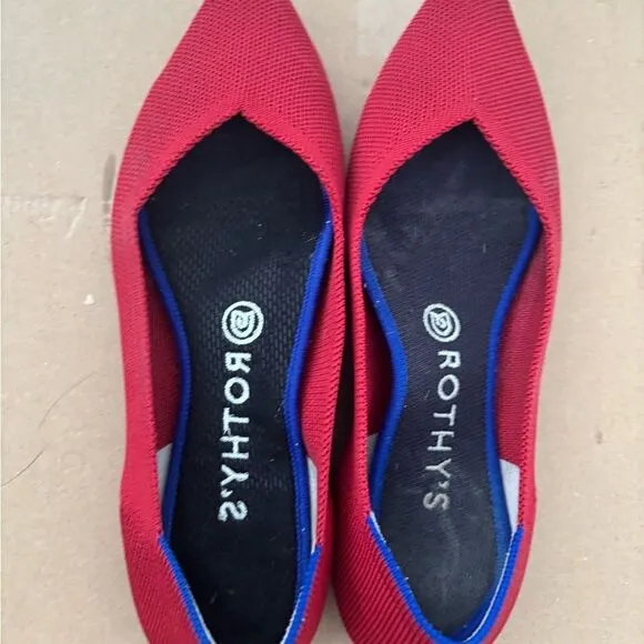 Rothy's Red Textile The Point Ballet Flats pointy toe loafers slip in shoes