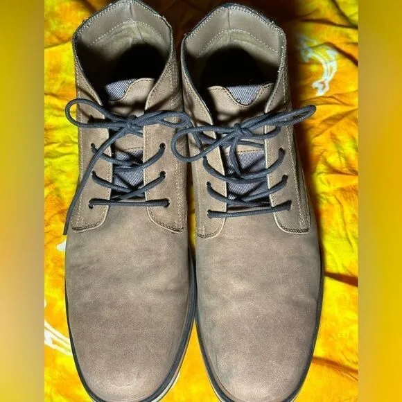 Rye Hawker Rye Mens Brown Suede Stitch Fit Mid Top Lace Up Chukka Boots sz 10.5