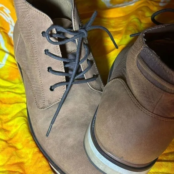 Rye Hawker Rye Mens Brown Suede Stitch Fit Mid Top Lace Up Chukka Boots sz 10.5