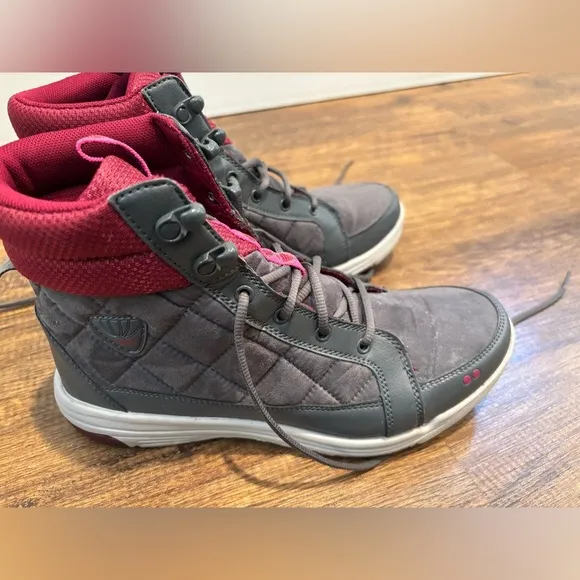 Ryka Gray and Pink High-Top Sneakers hiking waterproof camping outdoor
