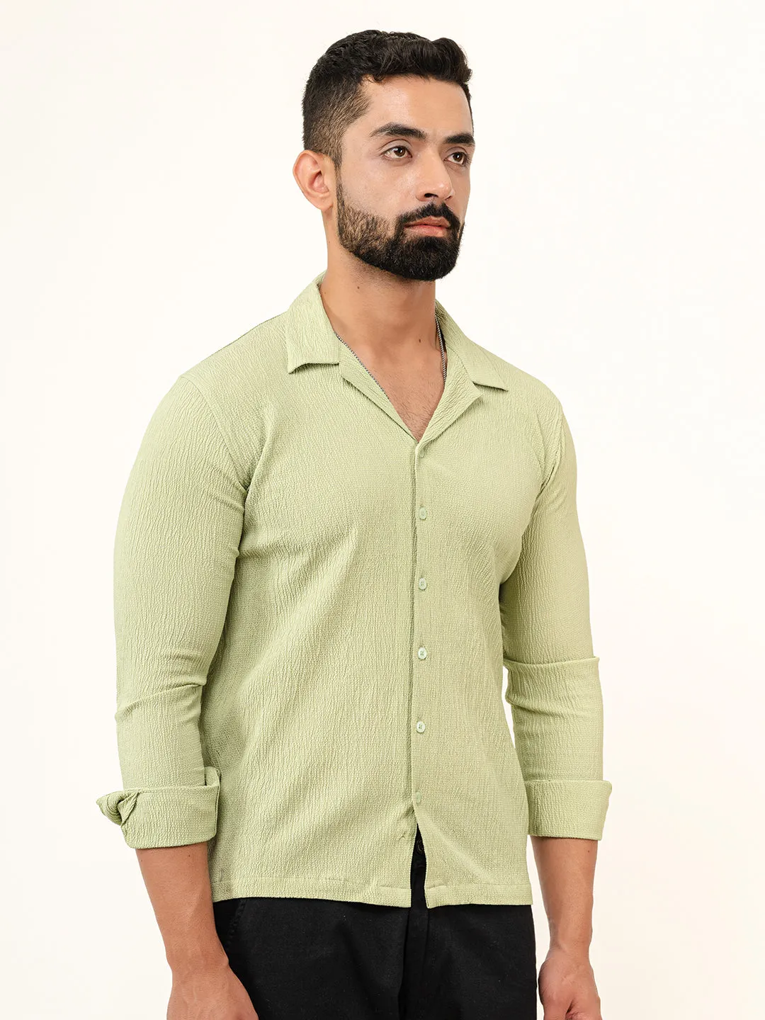 Sage Green Full Sleeve Popcorn Shirt