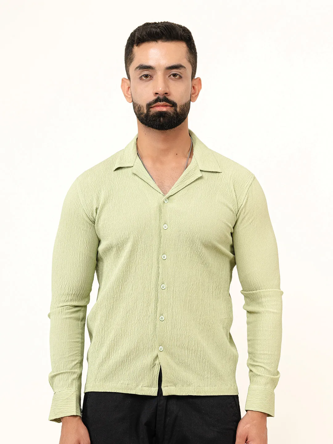 Sage Green Full Sleeve Popcorn Shirt