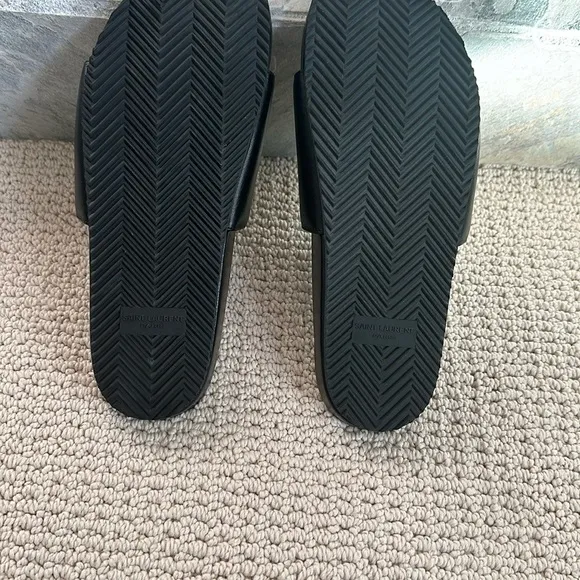 Saint Laurent Black Slide Sandals