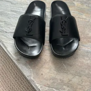 Saint Laurent Black Slide Sandals
