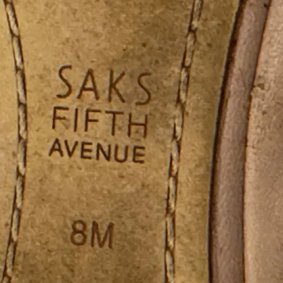 Saks Fifth Avenue Leather Slip-On Flats – Tan, Red &amp; Snakeskin (Siz 8)
