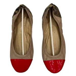 Saks Fifth Avenue Leather Slip-On Flats – Tan, Red &amp; Snakeskin (Siz 8)