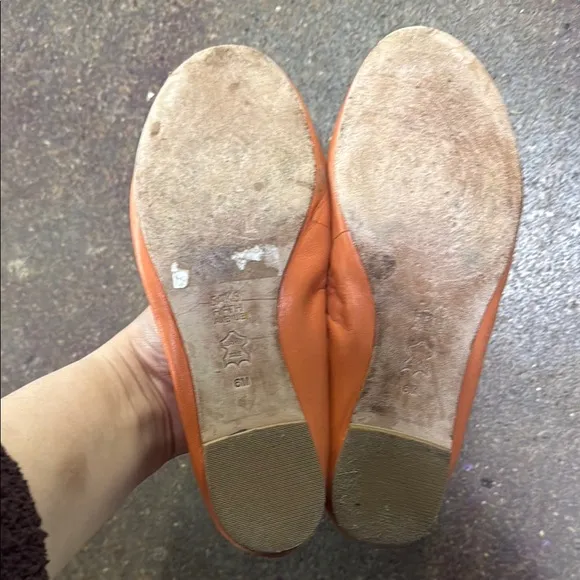 Saks Fifth Avenue Orange Flats with Classic Design