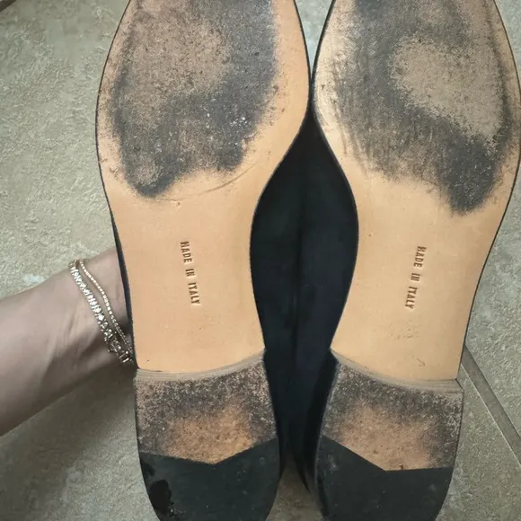 Salvatore Ferragamo Black and Gold Flats
