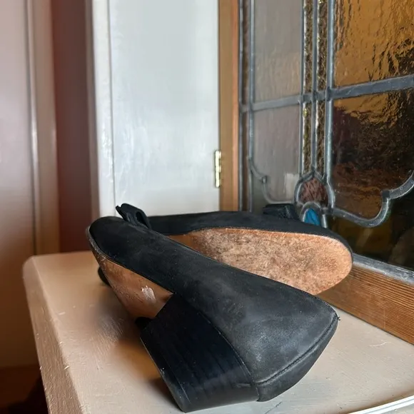 Salvatore Ferragamo Black suede Flats with Gold Accent