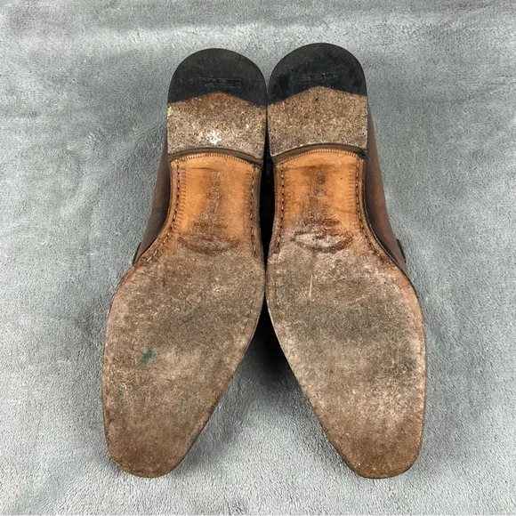 Salvatore Ferragamo Brown Leather Dress Shoes Italy Gold Bit Loafers Mens 10.5D