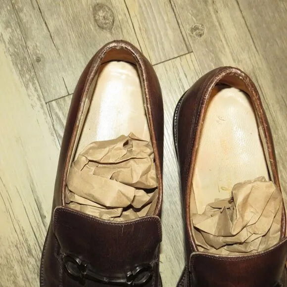 Salvatore Ferragamo Brown Leather Slip On Bit Loafers 11.5 D   ---READ DESC---