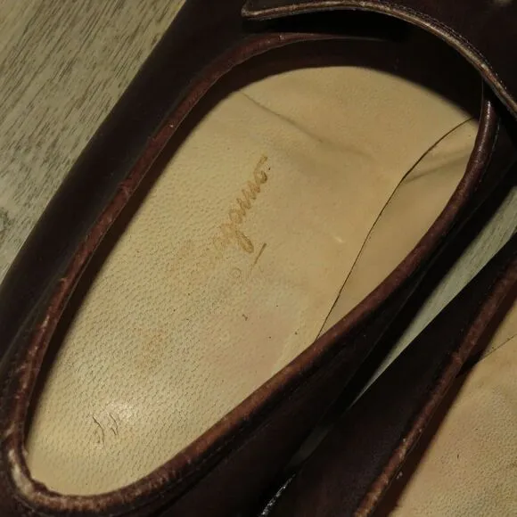 Salvatore Ferragamo Brown Leather Slip On Bit Loafers 11.5 D   ---READ DESC---