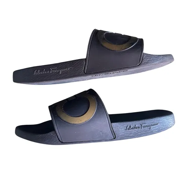 Salvatore Ferragamo Brown Slides. Size 11