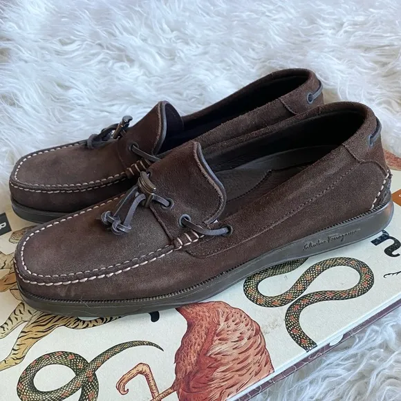 Salvatore  Ferragamo brown‎ suede leather loafers