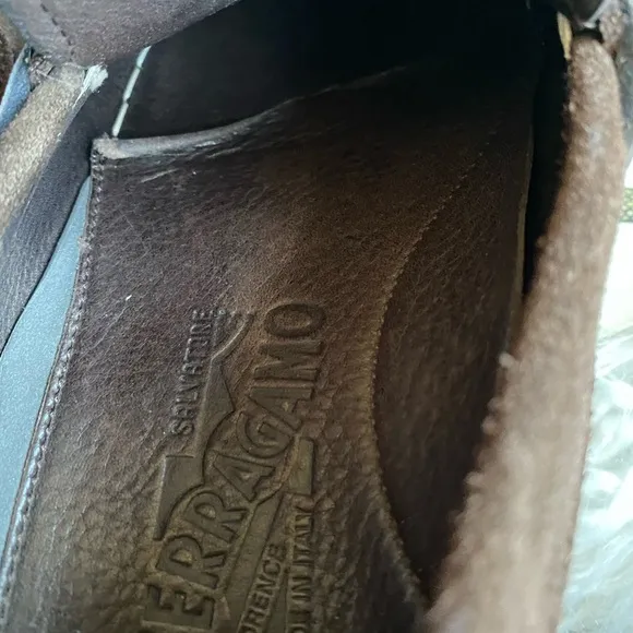 Salvatore  Ferragamo brown‎ suede leather loafers