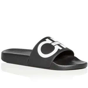 Salvatore Ferragamo Groovy Gancini Slide Sandals in Black, Size 11 EXCELLENT!