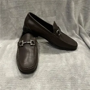Salvatore ferragamo men’s brown leather loafers with horse but detail size 46