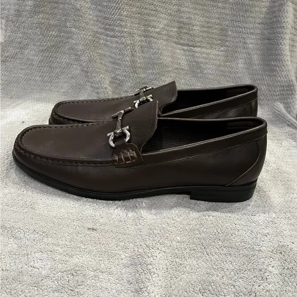 Salvatore ferragamo men’s brown leather loafers with horse but detail size 46