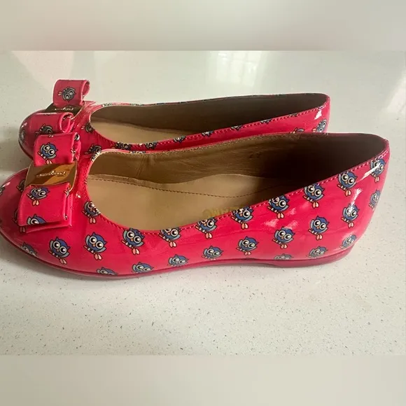 Salvatore Ferragamo Pink Flats with Bow Detail