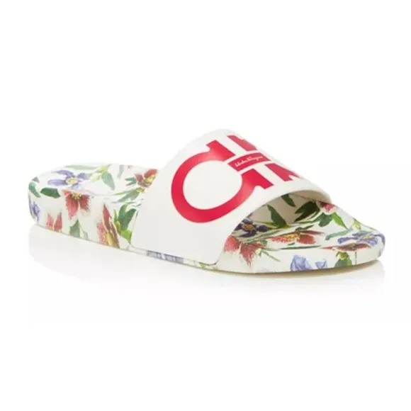 Salvatore Ferragamo Women’s Groove Floral Pool slides