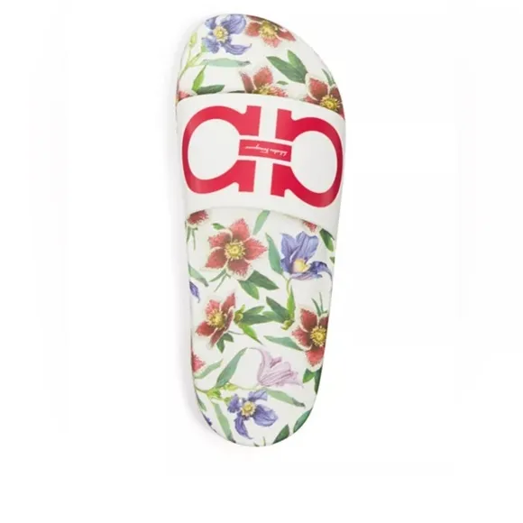 Salvatore Ferragamo Women’s Groove Floral Pool slides