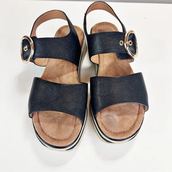 Salvia Arlo Sheep Leather Sandals Size 40 Walking Chunky Sole Cushioned Platform