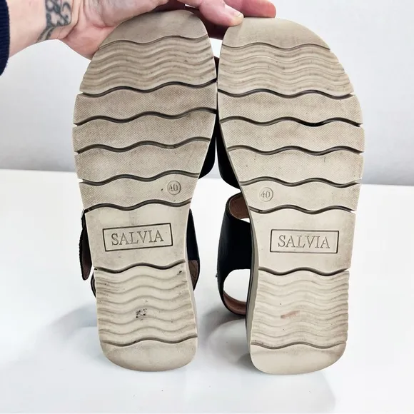 Salvia Arlo Sheep Leather Sandals Size 40 Walking Chunky Sole Cushioned Platform