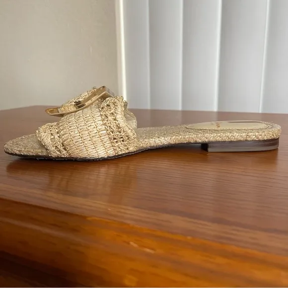 Sam Edelman Bambi Buckle Slide Sandals Raffia Size 8.5