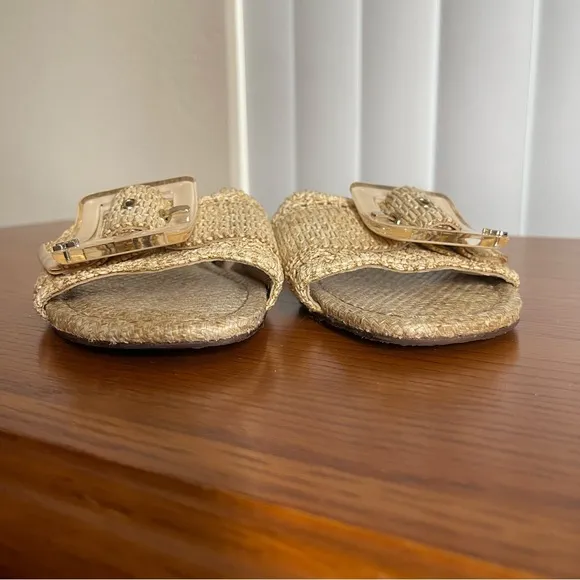 Sam Edelman Bambi Buckle Slide Sandals Raffia Size 8.5