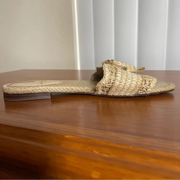 Sam Edelman Bambi Buckle Slide Sandals Raffia Size 8.5