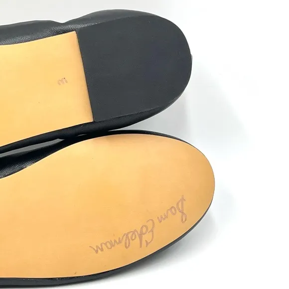 Sam Edelman Big Girls Felicia Mini Black Leather Ballet Flats Shoes Kids 3 NEW