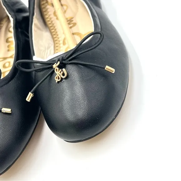 Sam Edelman Big Girls Felicia Mini Black Leather Ballet Flats Shoes Kids 3 NEW