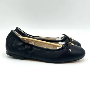 Sam Edelman Big Girls Felicia Mini Black Leather Ballet Flats Shoes Kids 3 NEW