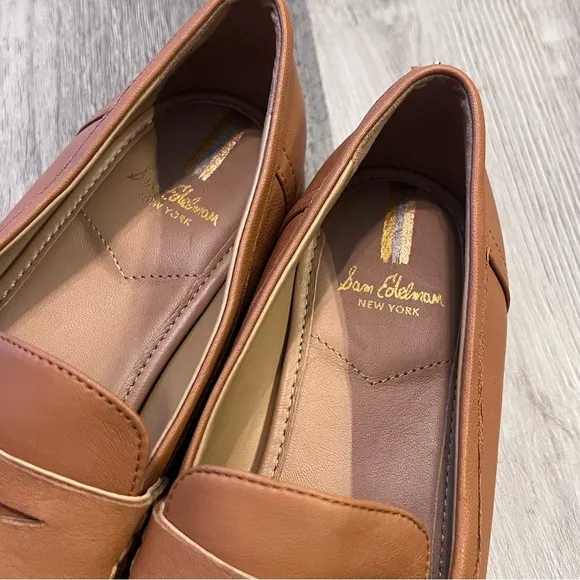 Sam Edelman Birch Womens Padded Insole Slip On Penny Loafers Tan Size 8