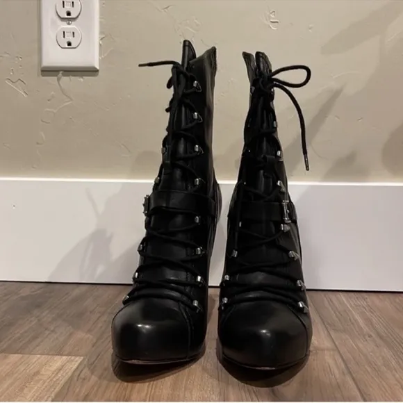 Sam Edelman Knox Black leather spike heeled Ankle Boots s 8.5