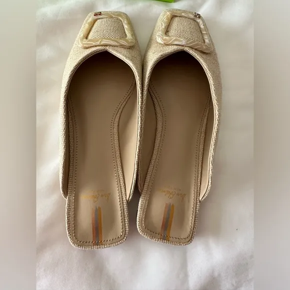 Sam Edelman Linen Buckled Slide Flats New in Box size 9 M
