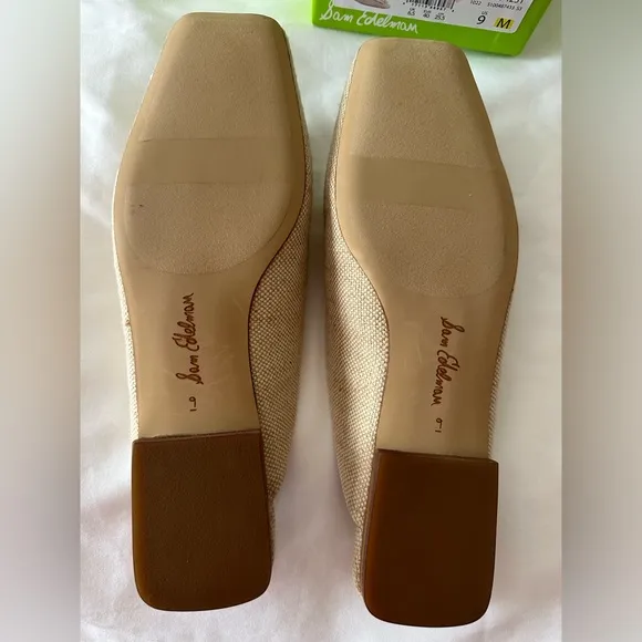 Sam Edelman Linen Buckled Slide Flats New in Box size 9 M