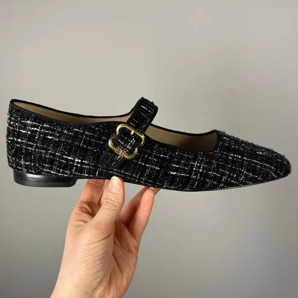 Sam Edelman Michaela Stud Mary Jane Tweed Flats Size 11