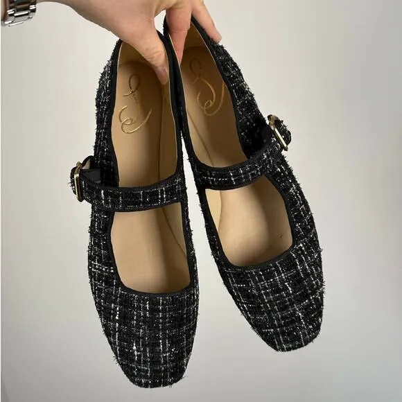 Sam Edelman Michaela Stud Mary Jane Tweed Flats Size 11