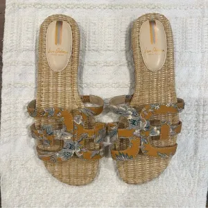 Sam Edelman , NWOT Bay Slide Sandals Women's Floral/toile Mustard, Size 9