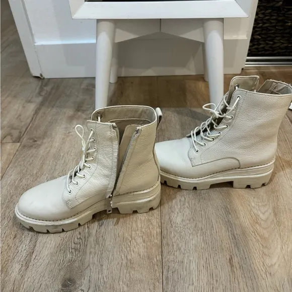 Sam Edelman white/cream lace up boots size 6