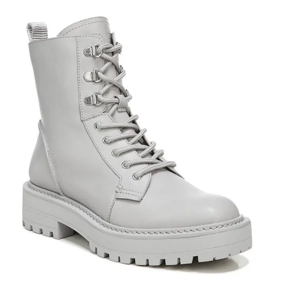 SAM EDELMAN WOMEN'S LUE GRAY COMBAT LACE-UP BOOTS 8.5M $180