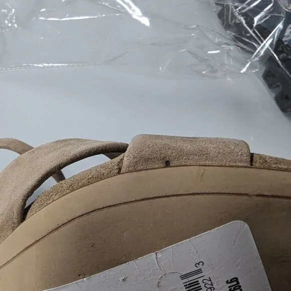 Sam Edelman Yancy Block Heel Suede Oatmeal Sandals - Size 7