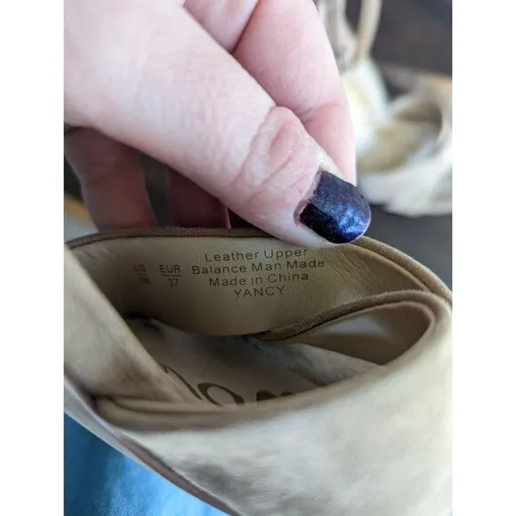 Sam Edelman Yancy Block Heel Suede Oatmeal Sandals - Size 7