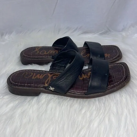 Sam Edelman Haydee Black Leather Slide Sandals Sz 8.5