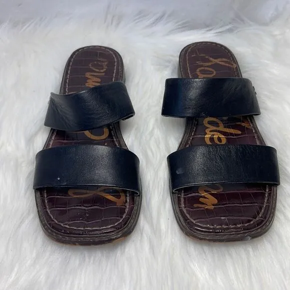 Sam Edelman Haydee Black Leather Slide Sandals Sz 8.5